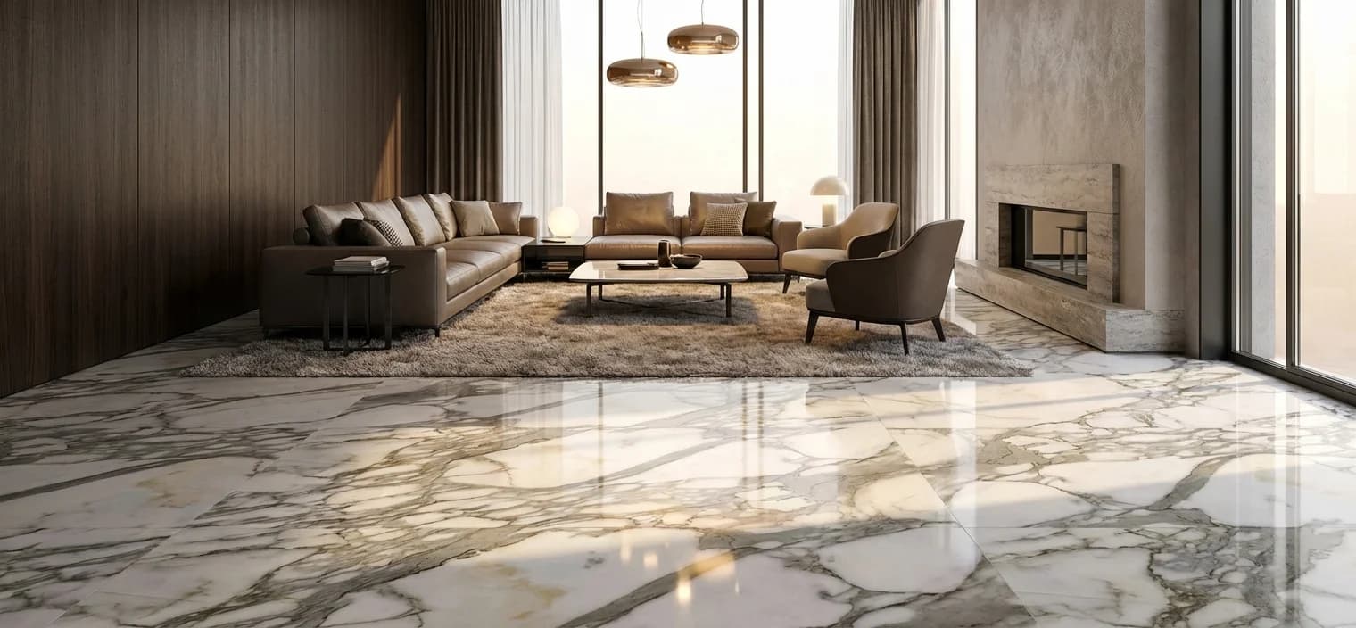 AI rendered kitchen with Calacatta Borghini